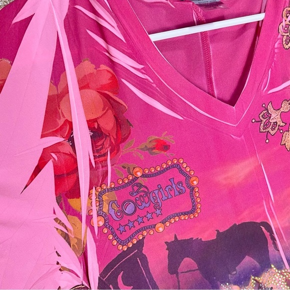 Imperfect cowgirl top western country tunic bling top 90s Y2K artsy rodeo tunic - Picture 5 of 16